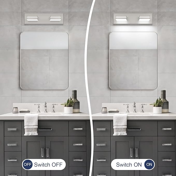 SineRise LED Modern Bathroom Vanity Light Fixtures, Brushed Nickel Modern - Image 5