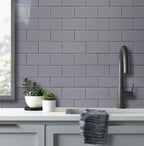AULIGET 100-Piece Polished Grey Thick PVC Peel and Stick Backsplash - Image 3