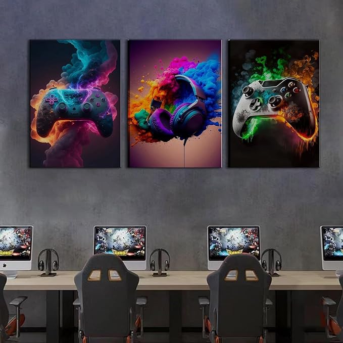 BGFCE Gaming Room Decor Canvas Wall Art Set of 3 - Image 5