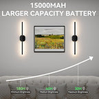 Battery Operated Wall Sconce Set of Two, Wireless Wall Sconces USB Rechargeable - Image 3