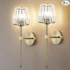 Crystal Battery Operated Wall Sconces Set of 2, Brass Rechargeable Wireless by LJUJAM