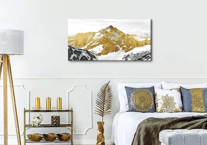 Large Golden Mountain Wall Art Abstract Black and Gold Mountain Wall Decor - Image 5