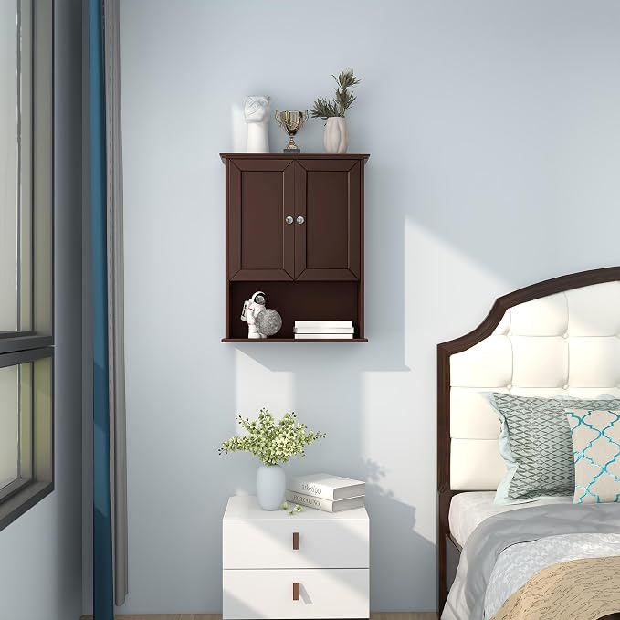 VANIRROR Bathroom Wall Cabinet Expresso Over Toilet Storage - Image 8