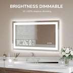 USHOWER LED Bathroom Mirror 40x24 Inch Tempered Glass - Image 6