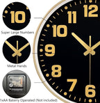 Modern Silent Wall Clock, 12 Inch Non-Ticking Battery Operated Clock, Round - Image 6