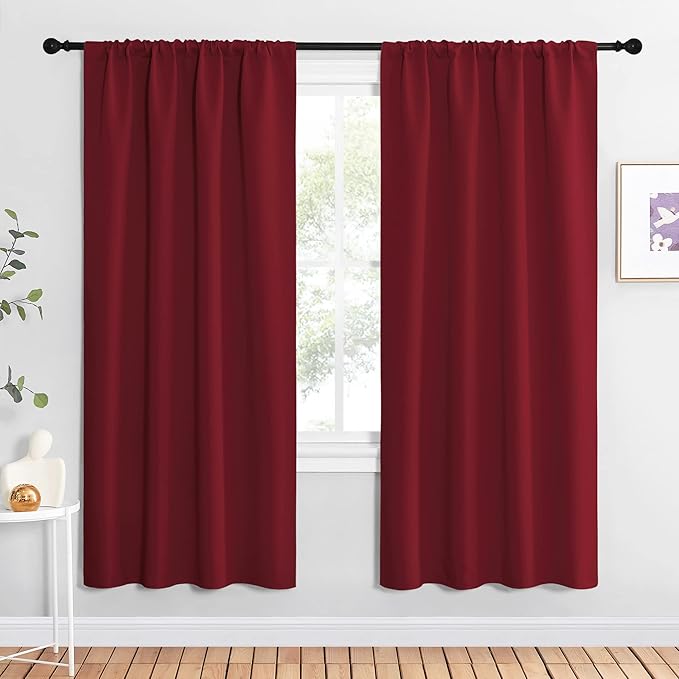 NICETOWN Christmas Burgundy Red Blackout Curtains 72 inches Long, Privacy Room by NICETOWN