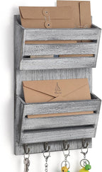 BTY Mail Sorter Wall Mounted, Wooden Mail Holder by BTY