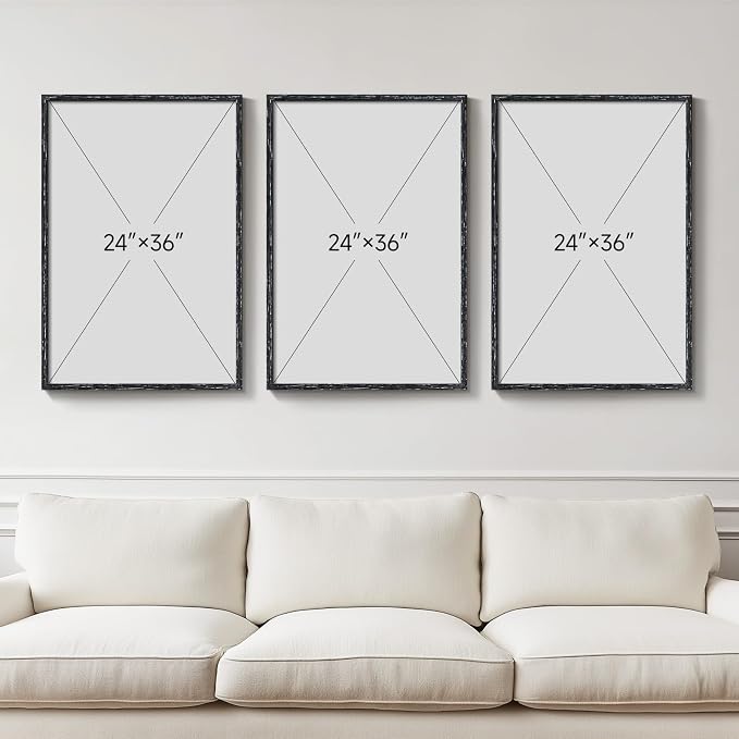 Large Vintage Framed Botanical Wall Art, 3 Piece Dark Green Plant Canvas Prints - Image 3