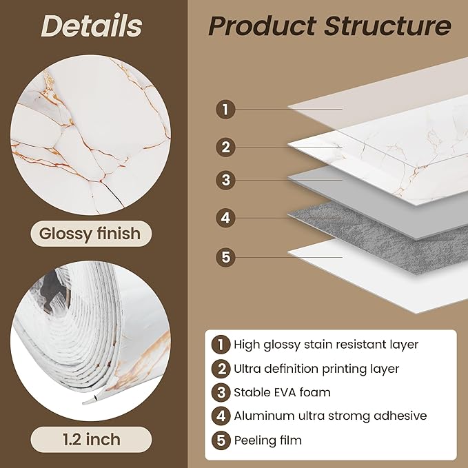 KASARO Peel and Stick Backsplash Wall Tile, 118 × 47 inch Self-Adhesive Thicker - Image 2