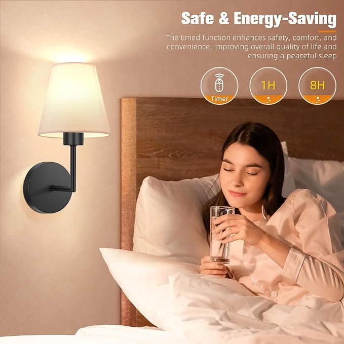 NIORSUN 13.8 inch Battery Operated Wall Sconce Set of 2, 9 Colors Wireless - Image 6