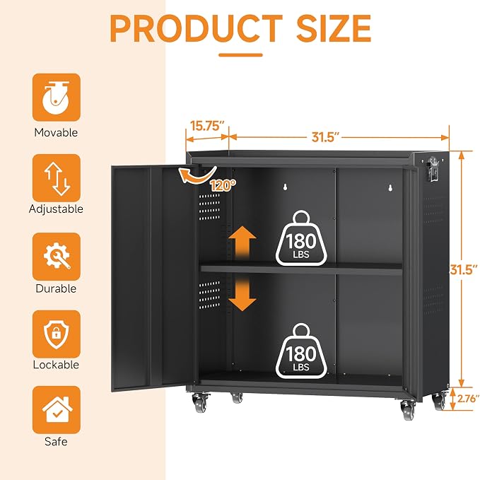 34" Metal Garage Storage Cabinet - Image 3