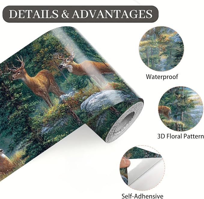 Forest Deer Wallpaper Border 196x4 Inch Peel and Stick Wall Border Self - Image 9