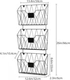 YBING Wall File Organizer for Office Hanging Wall File Holder and Basket Set of - Image 4