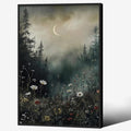 Dark Flower Field Poster Vintage Moody Academia Wall Art 24X36 inch Black by rumlud