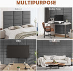 IFNOW Upholstered Wall Mounted Headboard, 3D Soundproof Wall Panels Peel and - Image 6