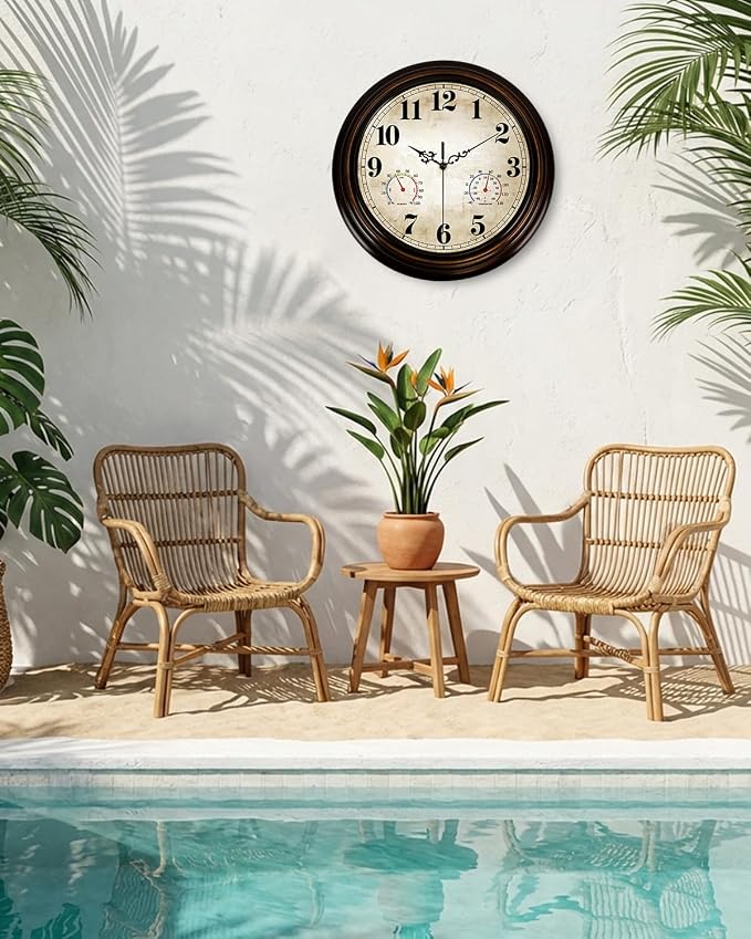 Vintage Wall Clock 13 Inch Quartz Silent Non-Ticking Analog Clock - Image 9