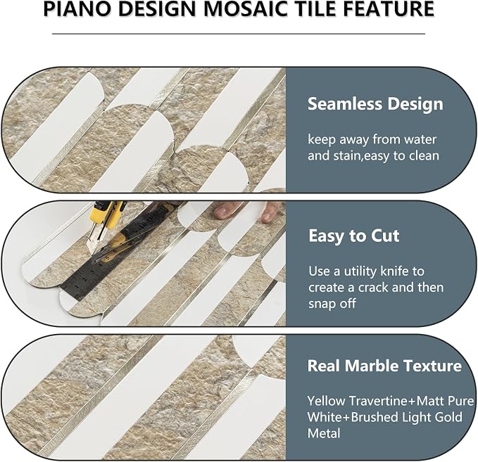 Vamos Tile Peel and Stick Backsplash Seamless Tile, 10 Sheets Stick on - Image 3