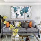 Teal blue Wall Art Watercolor Abstract Wall Decal Large Office Canvas Wall Art - Image 3