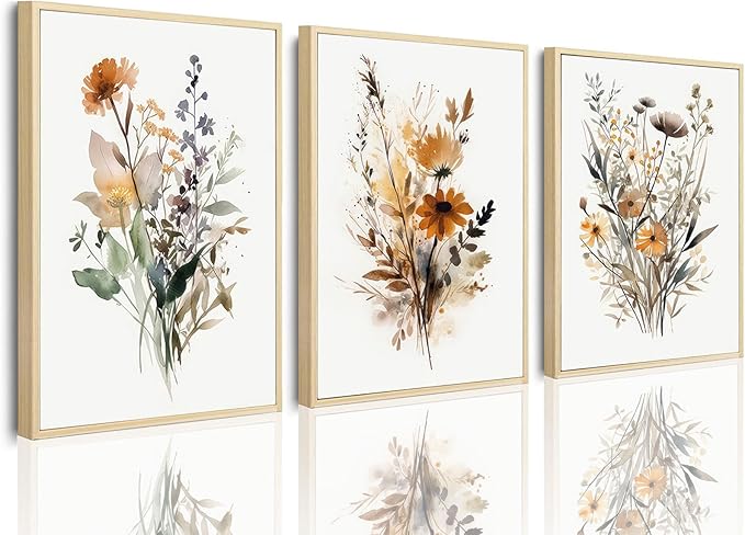 Bwodke Wildflower Poster Watercolor Botanical Floral Wall Art Colorful Canvas by Bwodke