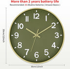 Foxtop Modern Wall Clock Silent Non-Ticking Battery Operated Round Quartz 12 - Image 2
