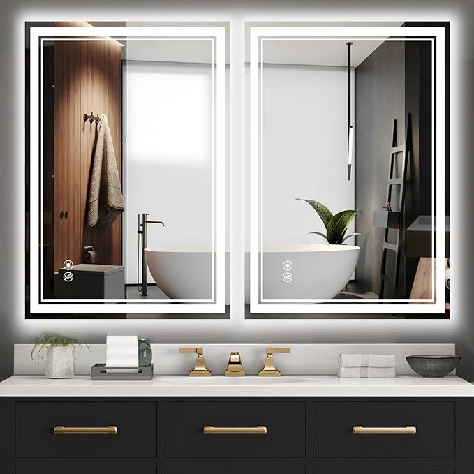 2 Pack 24“ x 36” LED Bathroom Mirror LED Mirror by NESDCC