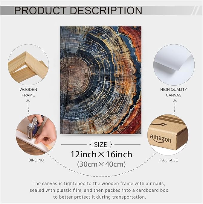 Vintage Trendy Abstract Tree Ring Wall Art Modern Colorful Nature Poster 12x16 - Image 2