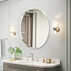 USHOWER Bathroom Mirror for Over Sink, 20x28 Inch Oval Frameless Mirror - Image 7