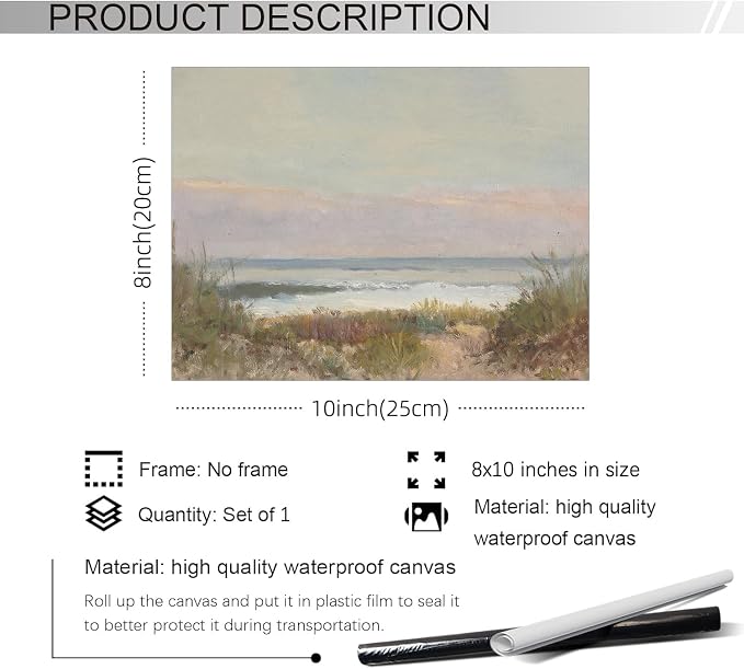 rumlud Nature Ocean Scenery Wall Art Beach Landscape Posters Vintage Coastal - Image 2