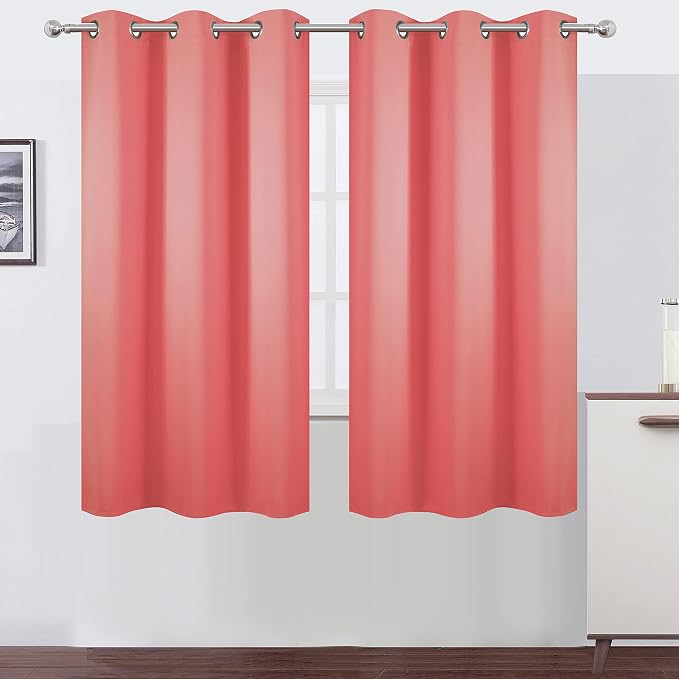 LEMOMO Coral Blackout Curtains 42 x 63 Inch Length/Set of 2 Curtain by Lemomo