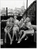 Retro Black And White Woman Canvas Wall Art Fashion Rooftop Party Posters by FuSatisYilife
