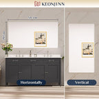 Keonjinn 55 x 30 Brushed Nickel Bathroom Vanity Mirror, Large Rounded Rectangle - Image 8