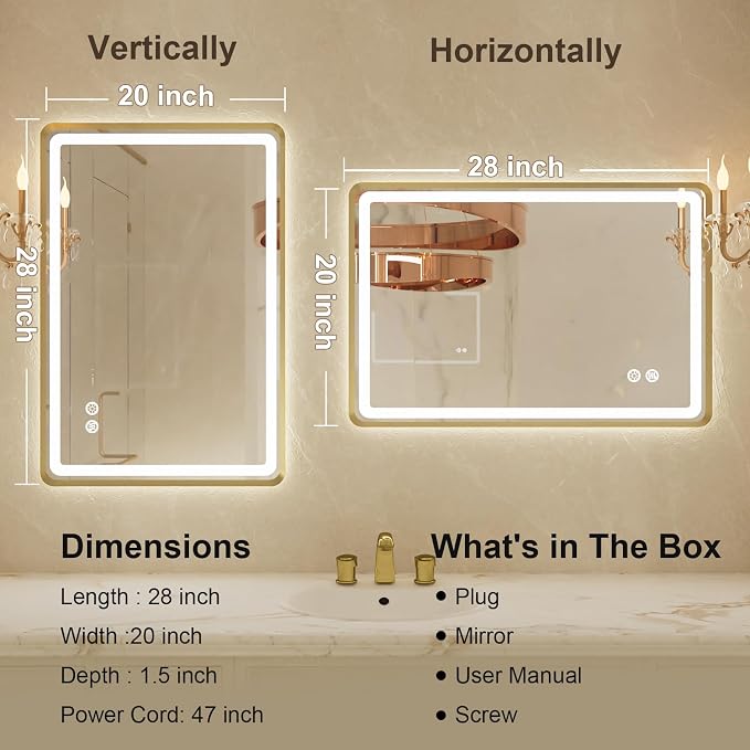20"x 28" Gold Framed LED Mirrors - Image 7