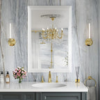 Amorho Bathroom Mirror, 24x36 Inch White Thick Metal Framed Wall Mirrors by Amorho