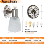 EJIAXIN Wall Sconces Set of 2, Brushed Nickel Vanity Lights - Image 2