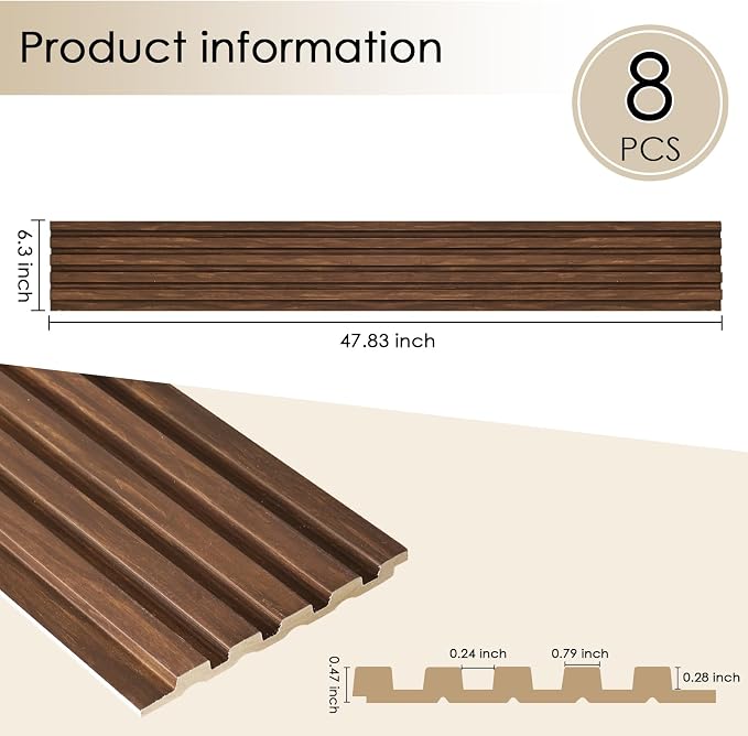 8-Pack 3D Slat Wall Panels — Soundproof Faux Wood Wall Panels - Image 2