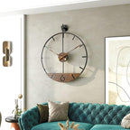Modern Wood Walnut Dial Wall Clock, Large Simple Wall Decor Metal Frame Silent - Image 5