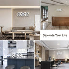 15" 3D LED Digital Wall Clock, Large Decor Wall Clock, Time/Date/Temperature - Image 7