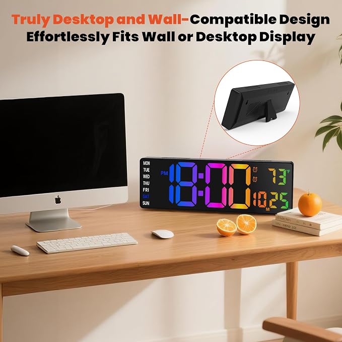 Pytha Sight 16 Inch Large Digital Wall Clock, Large LED Display Digital Wall - Image 3