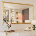 Amorho Bathroom Mirror, 60x36 Inch Golden Thick Metal Framed Wall Mirrors by Amorho