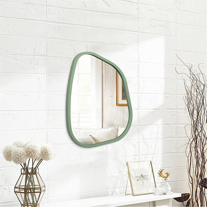 Asymmetrical Mirror for Wall Irregular Wood Frame Modern Unique Wall Mirror - Image 2