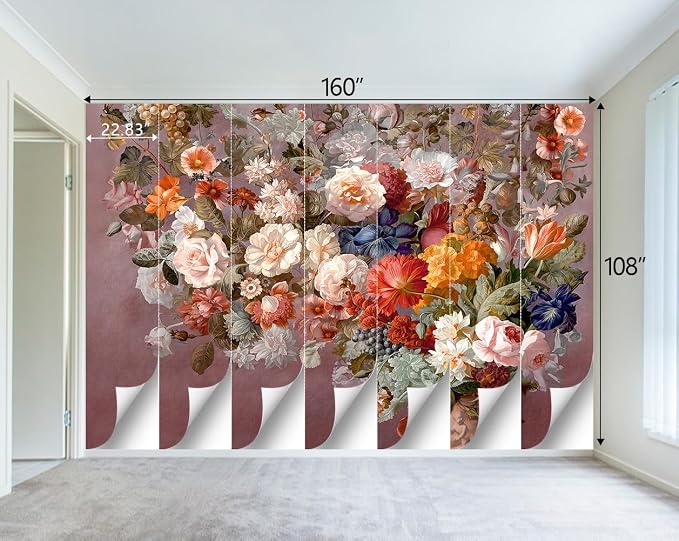 Colorful Floral Leaf Bathroom wallpeper Living Room Bedroom Pink Flower wall - Image 4