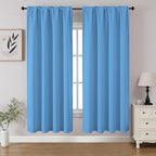 CUCRAF Light Blue Blackout Curtains 63 inch Length 2 Panels Set, Rod Pocket by CUCRAF