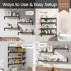 BAYKA Wall Mounted Floating Shelves, Wood Floating Wall Shelf - Image 4