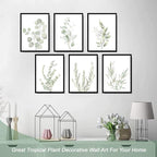 Botanical Plant Wall Art Boho Decor Prints Light Green Eucalyptus Leaf Picture - Image 3