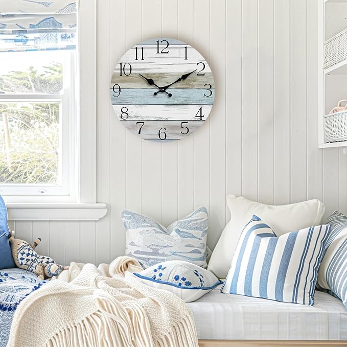 Wall Clock, Silent Non Ticking Wall Clocks Battery Operated, Rustic Wooden - Image 8