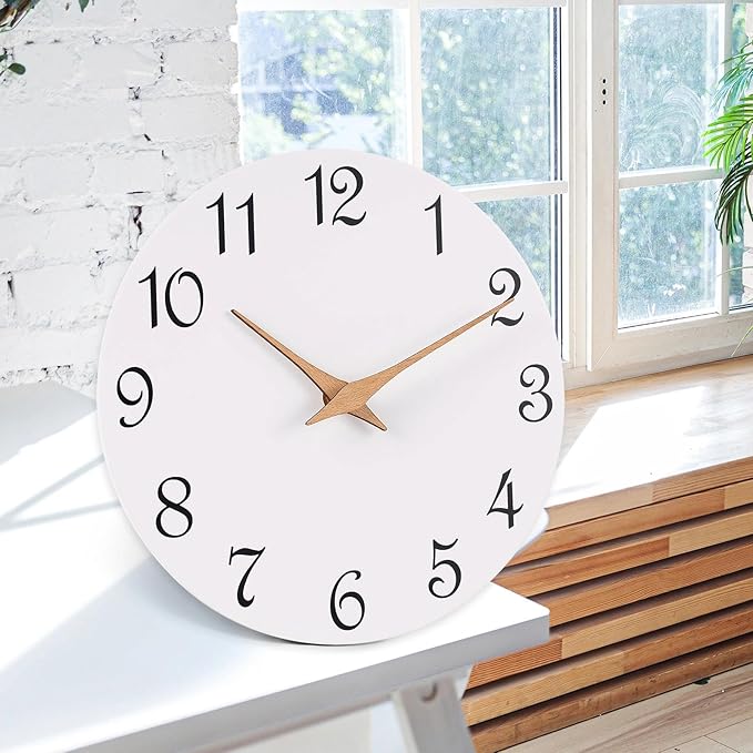 Mosewa Wall Clock Silent Non Ticking Battery Operated White Modern Simple - Image 4