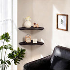Gieanoo Floating Corner Shelves Set 2 10inch Walnut Solid Oak Rounded Corner - Image 7
