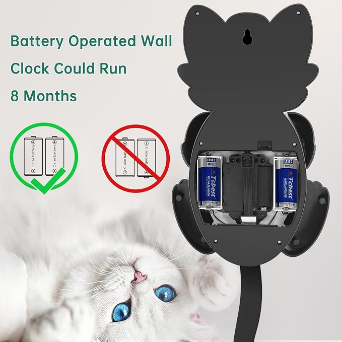 Soobest 18 Inch 3D Large Cat Wall Clock Battery Operated Silent Non Ticking - Image 6