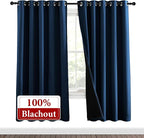 NICETOWN Moroccan Blue Full Shade Curtain Panels, Pair of Energy Smart & Noise - Image 2