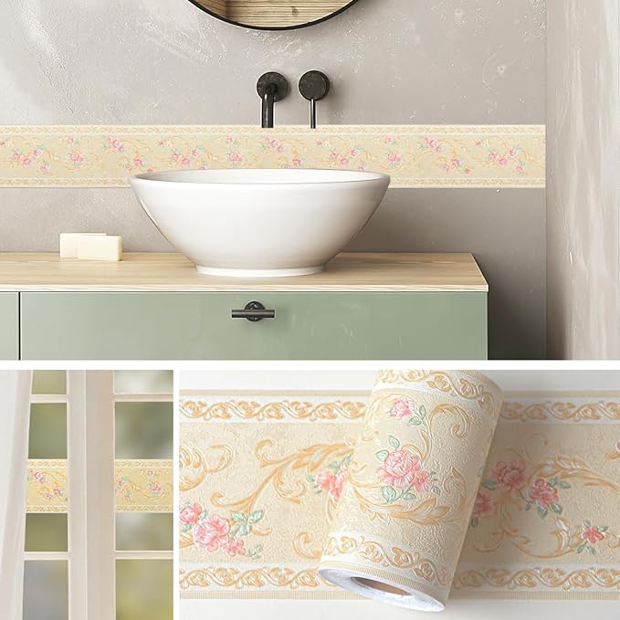 AbaBoorty Yellow Floral Wallpaper Border Decor 394"X4.1" Peel and Stick Wall - Image 9